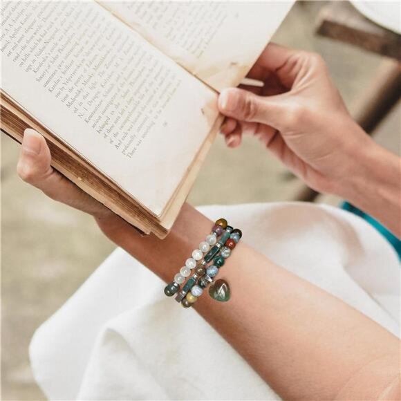 Healing Crystal Beaded Bracelets for Women,Natural Amethyst Gemstones - Picture 5 of 7